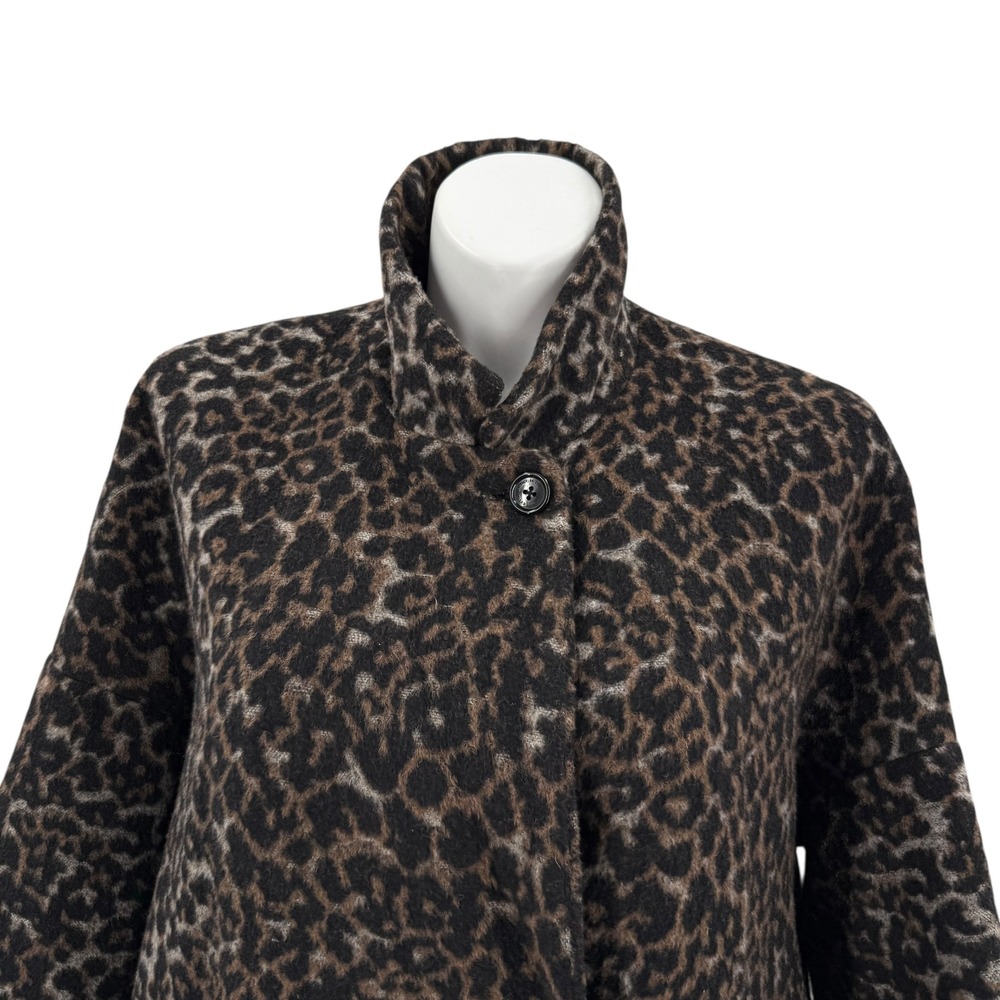 COACH Leopard Print Double Breasted Wool Blend Coat Women's XL - Picture 4 of 12